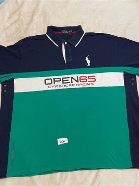 Polo by Ralph Lauren Navy, Green & White OPEN65 Colorblock Polo